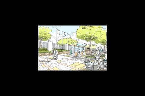 US embassy plans showing pedestrian area